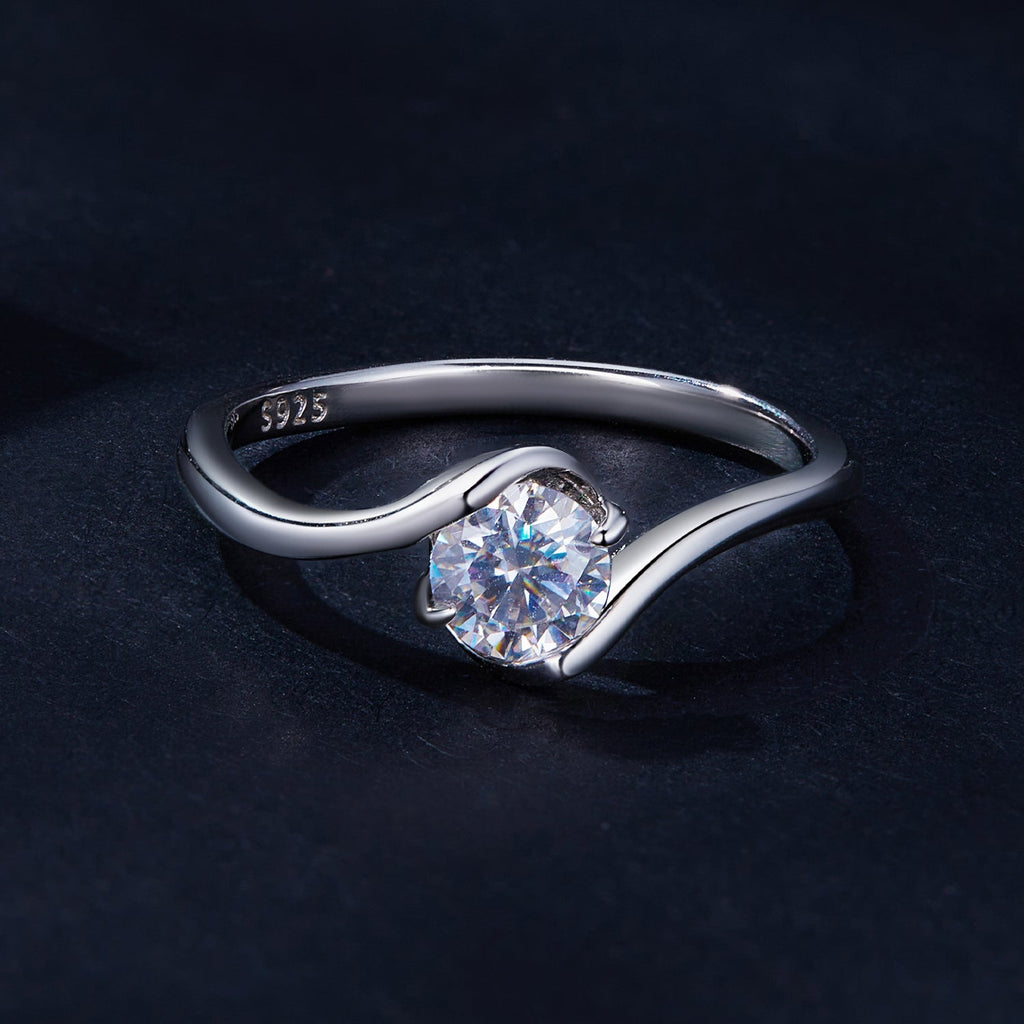 925 Sterling Silver 5mm Moissanite Ring for Women
