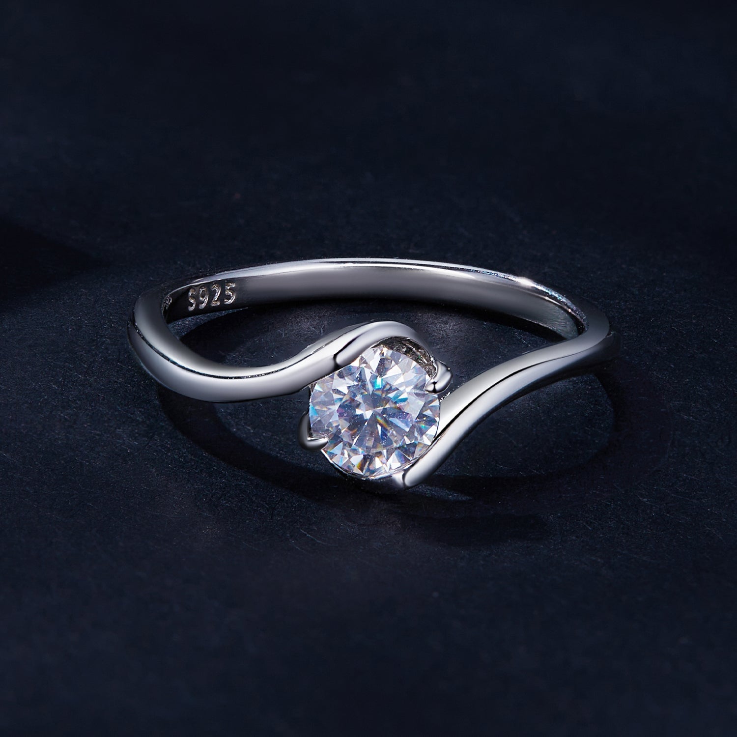 925 Sterling Silver 5mm Moissanite Ring for Women