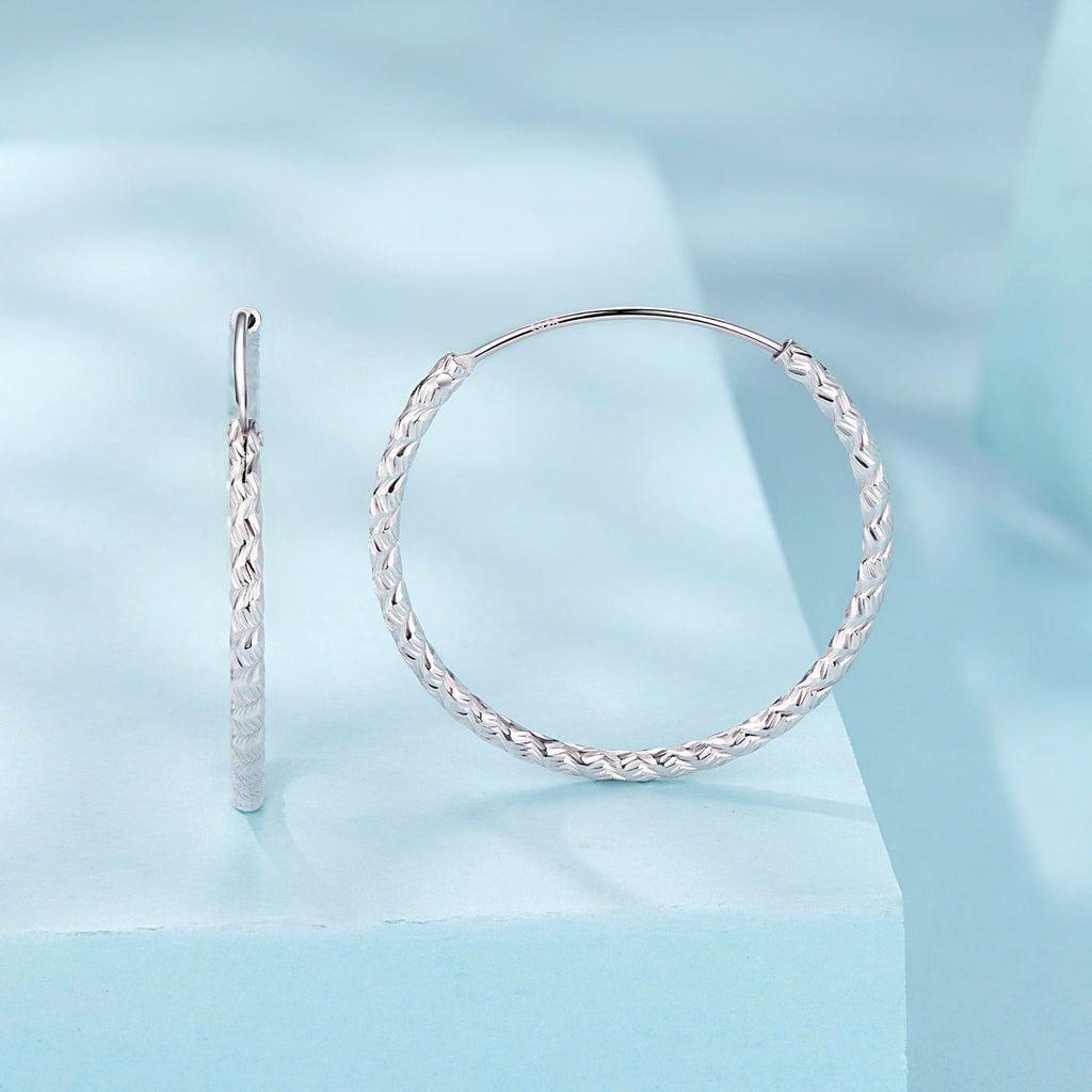 925 Sterling Silver Earrings Hoops 2.5 cm for Women