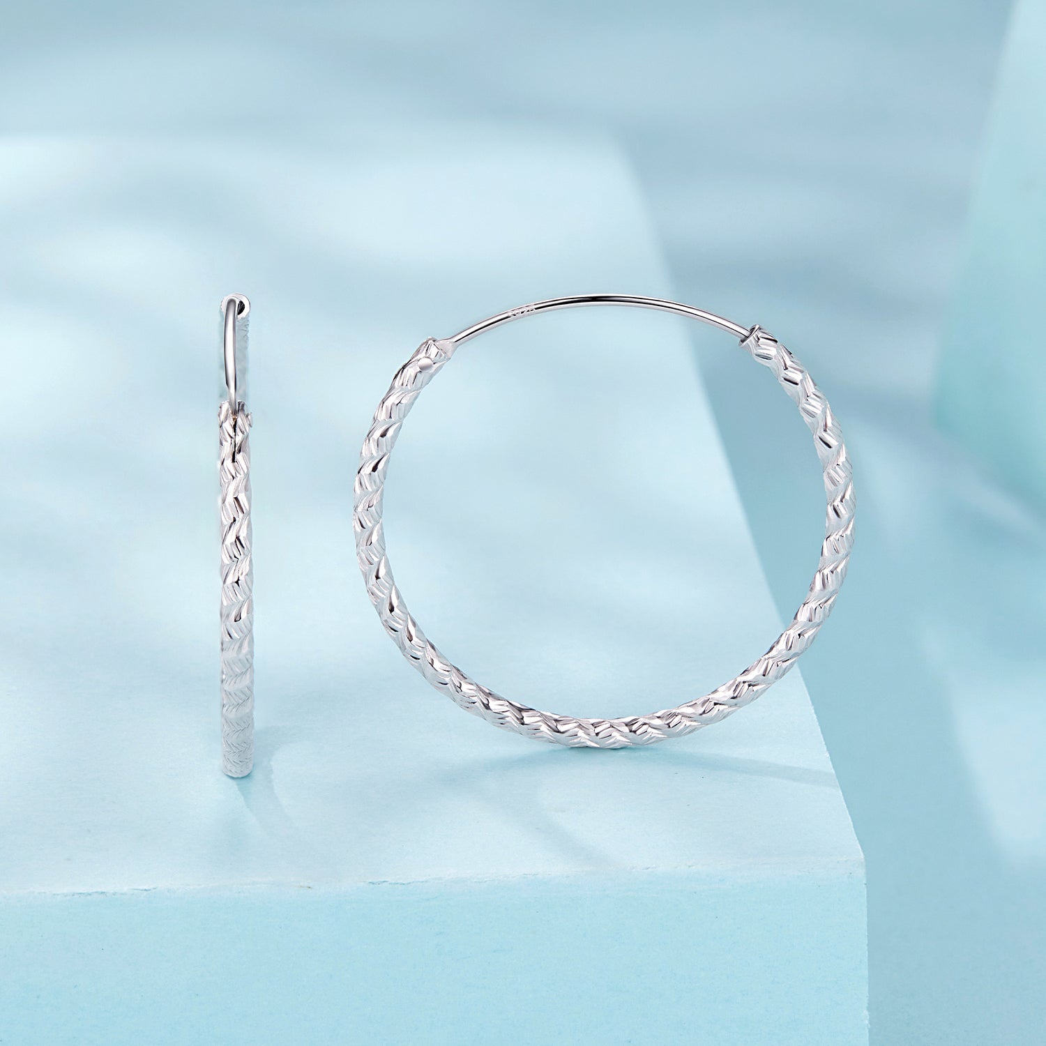 925 Sterling Silver Earrings Hoops 2.5 cm for Women