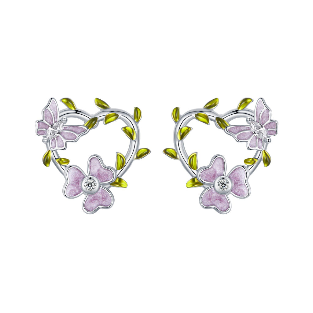 925 Sterling Silver Enamel CZ Plated Earrings
