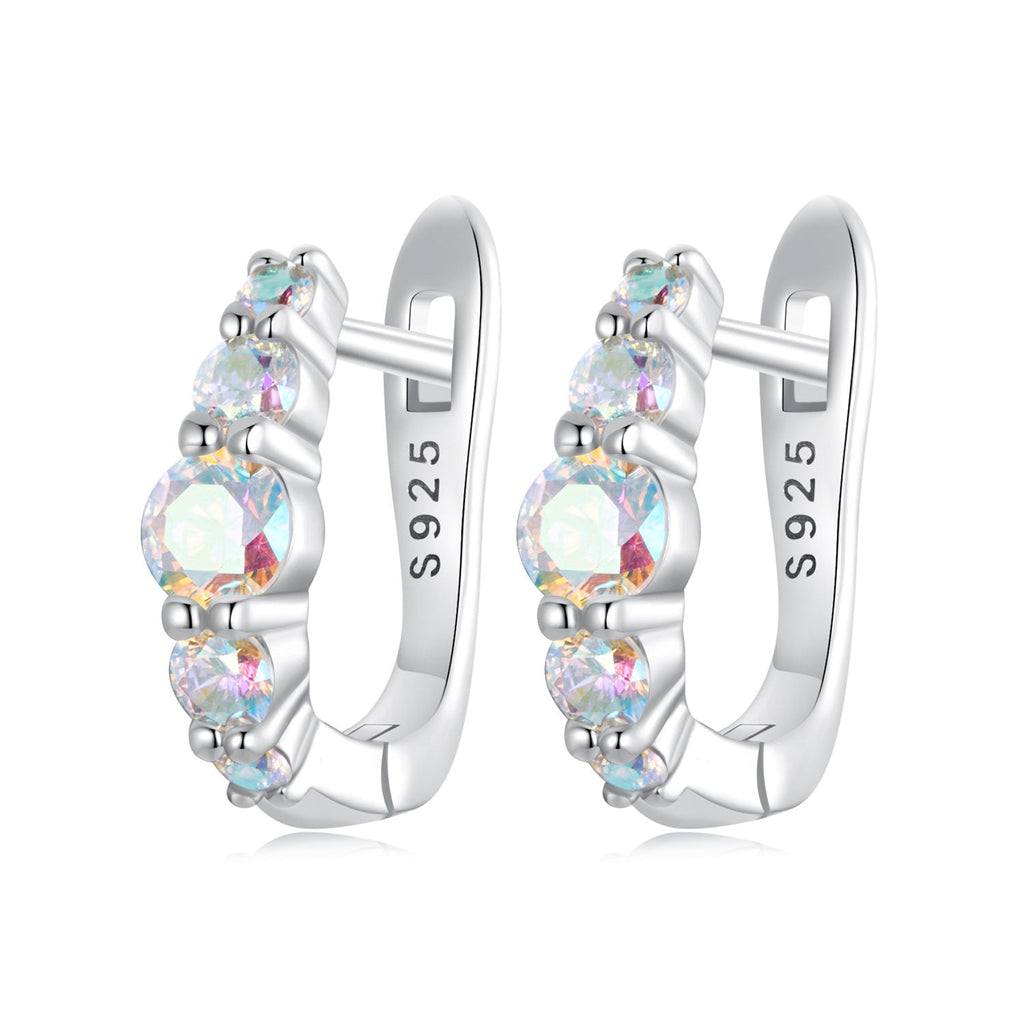 925 Sterling Silver Earrings with CZ in Pavé Setting, 12x3mm, for Women