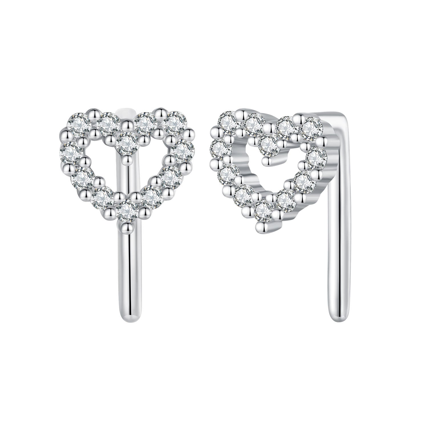 925 Sterling Silver Earrings with Pavé Setting and CZ - Size 10mm x 6mm