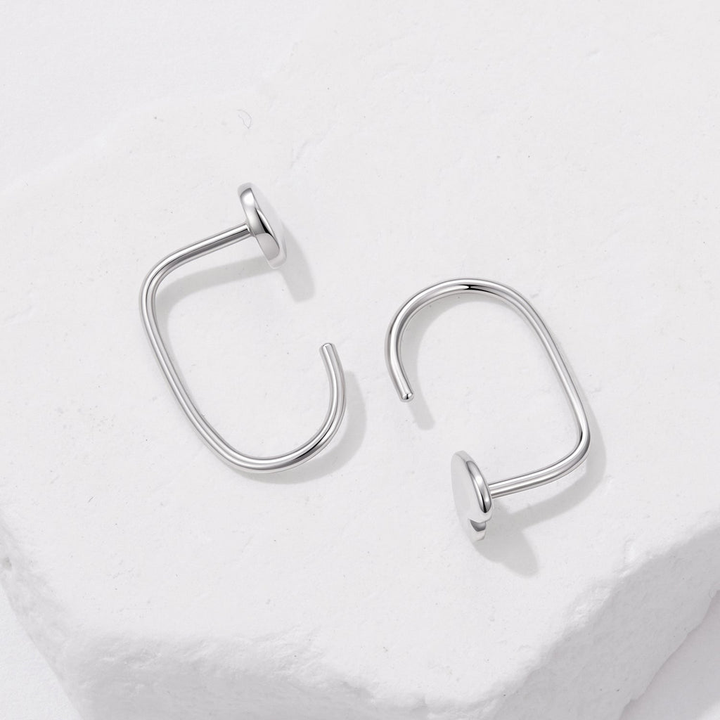 925 Silver White Gold Plated 1.4cm Brass Earrings for Women