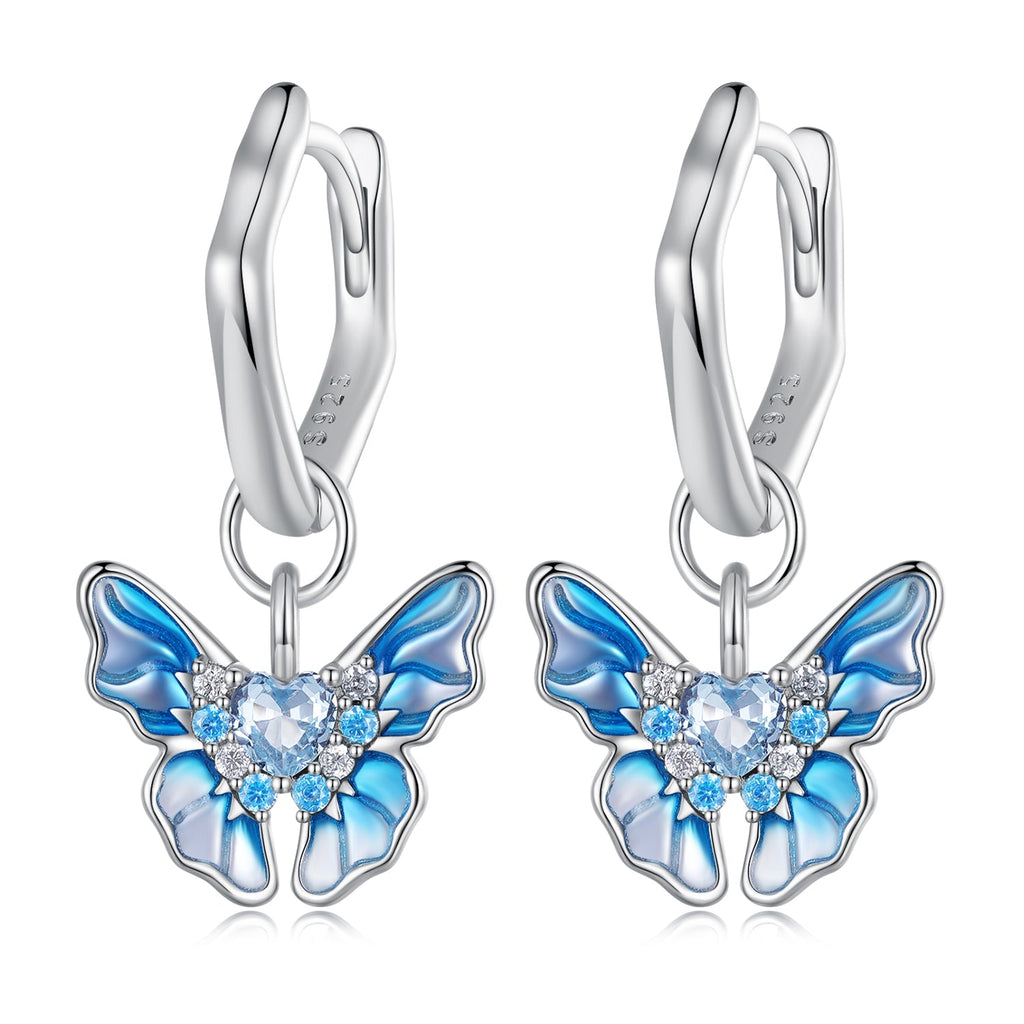 925 Sterling Silver Enamel Pavé Setting CZ Earrings for Women
