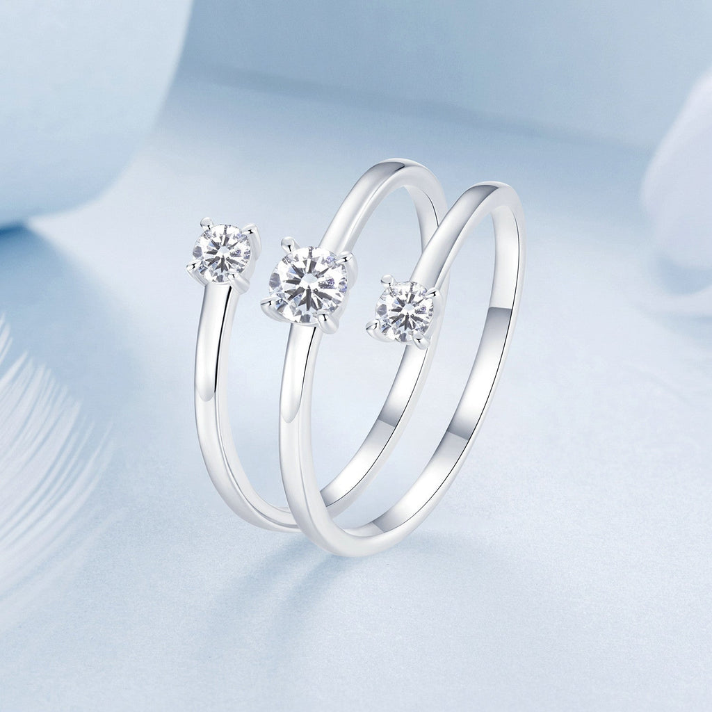 925 Sterling Silver White Gold Plated CZ Ring for Women