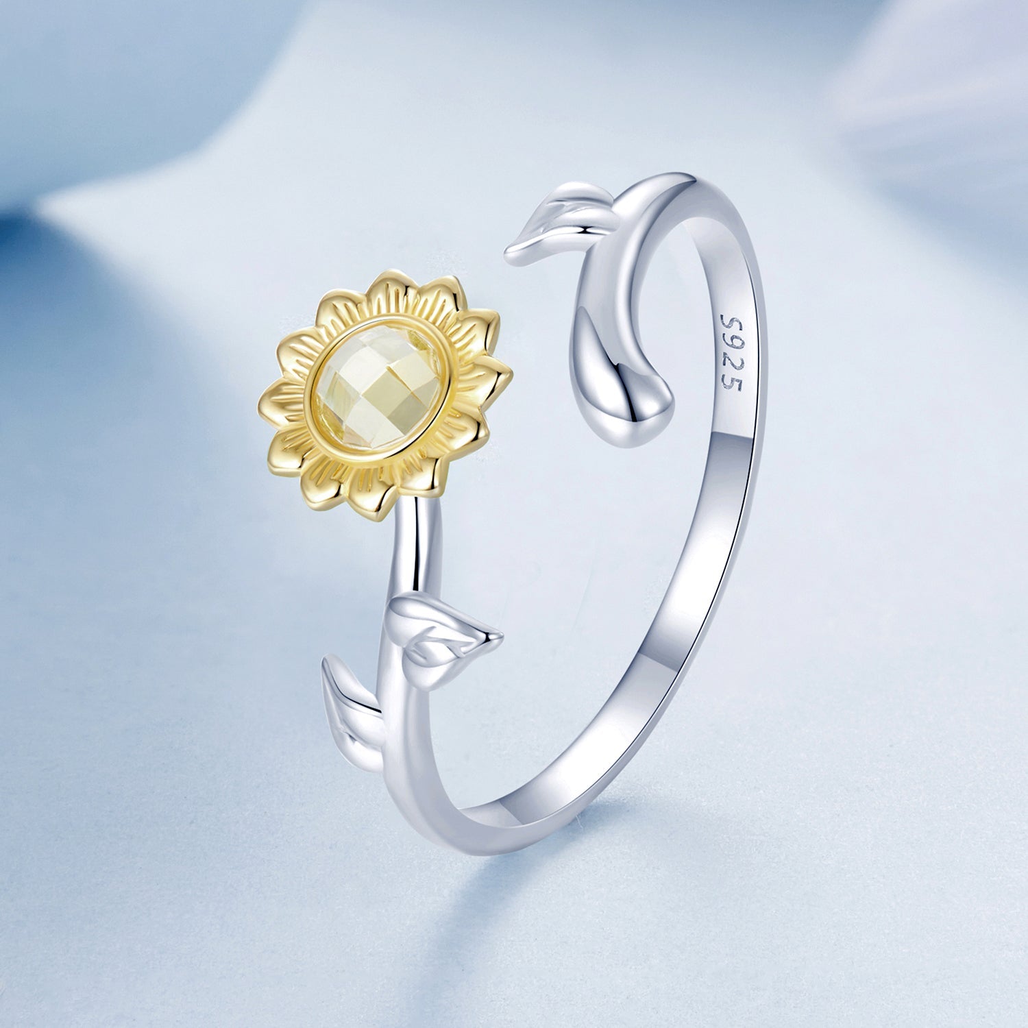 925 Sterling Silver Transparent Glass Ring 1.7mm for Women