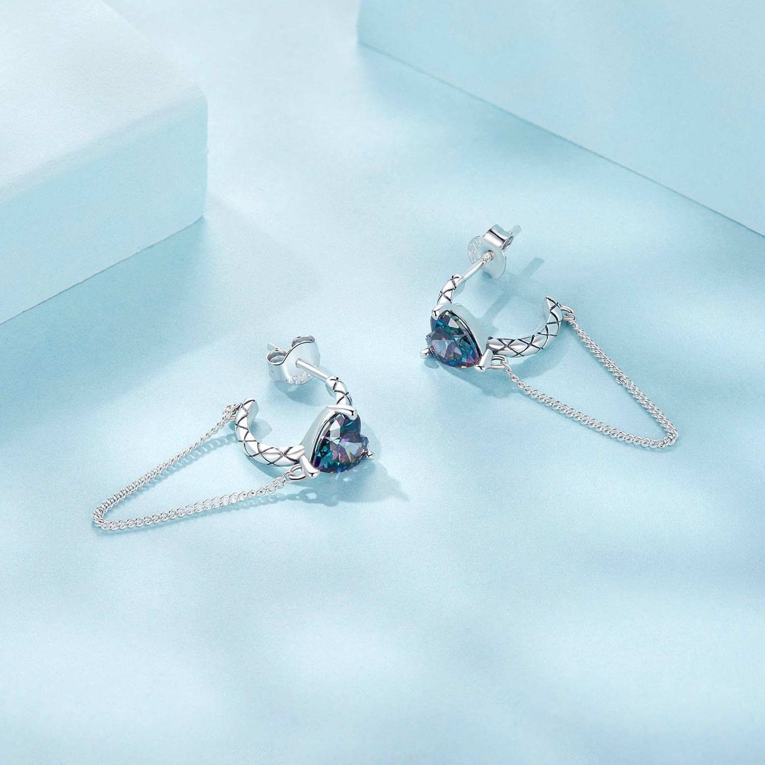 925 Sterling Silver Transparent Glass Earrings for Women