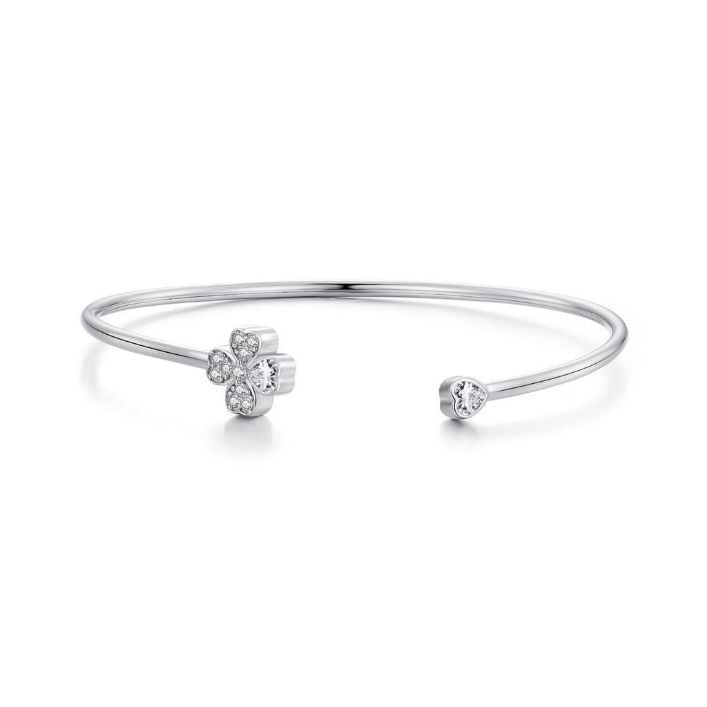 925 Sterling Silver Bracelet with Pavé Setting CZ, Inner Diameter 550mm, 2.0mm Wide, Unisex