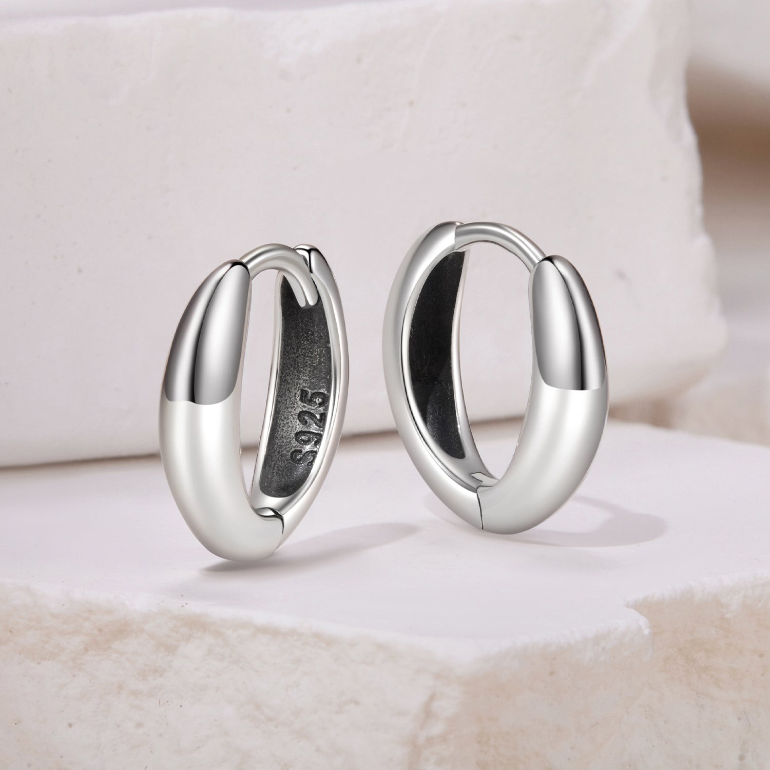 925 Sterling Silver Oxidized Hoop Earrings for Women