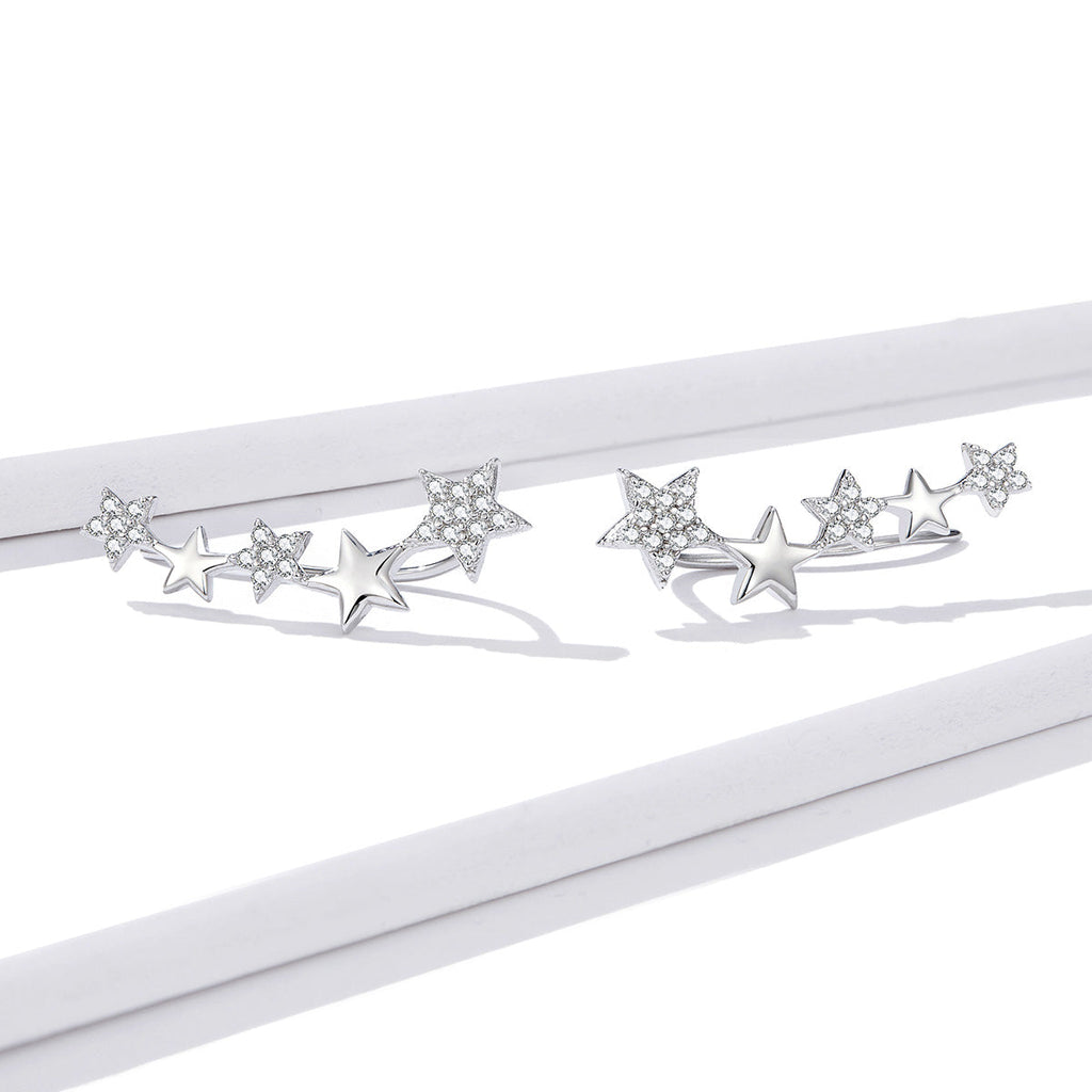925 Sterling Silver Earrings with Plated Platinum and Pavé Setting CZ