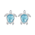 925 Sterling Silver & Brass Transparent Glass CZ Earrings 1.3*1.2cm for Women