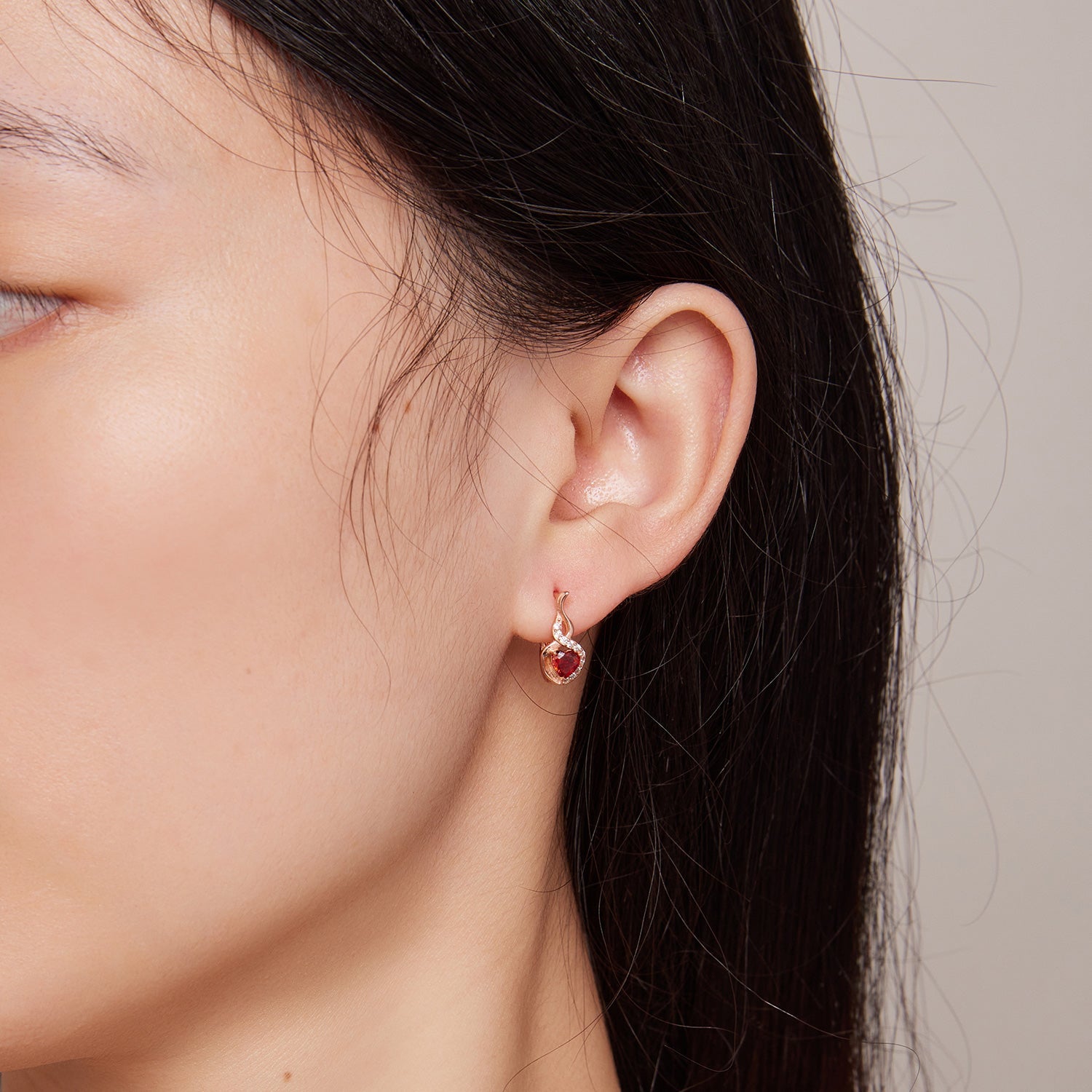 925 Sterling Silver Rose Gold Plated Earrings with CZ in Pavé Setting