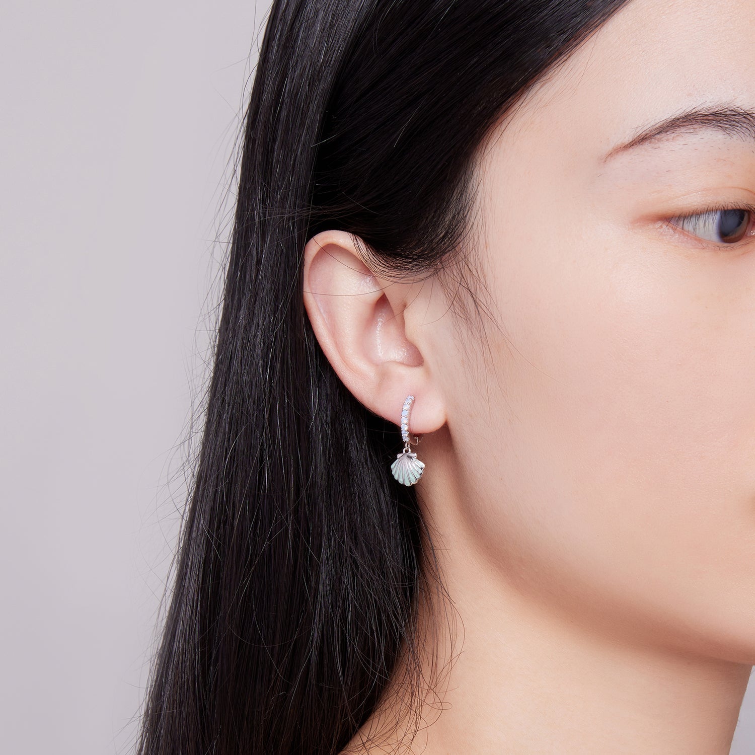 925 Sterling Silver Opal Enamel Earrings - 21x10mm for Women