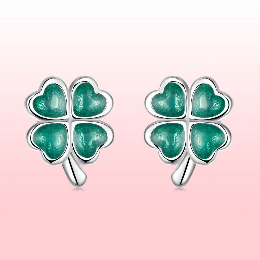 925 Sterling Silver Enamel Plated Platinum Earrings for Women