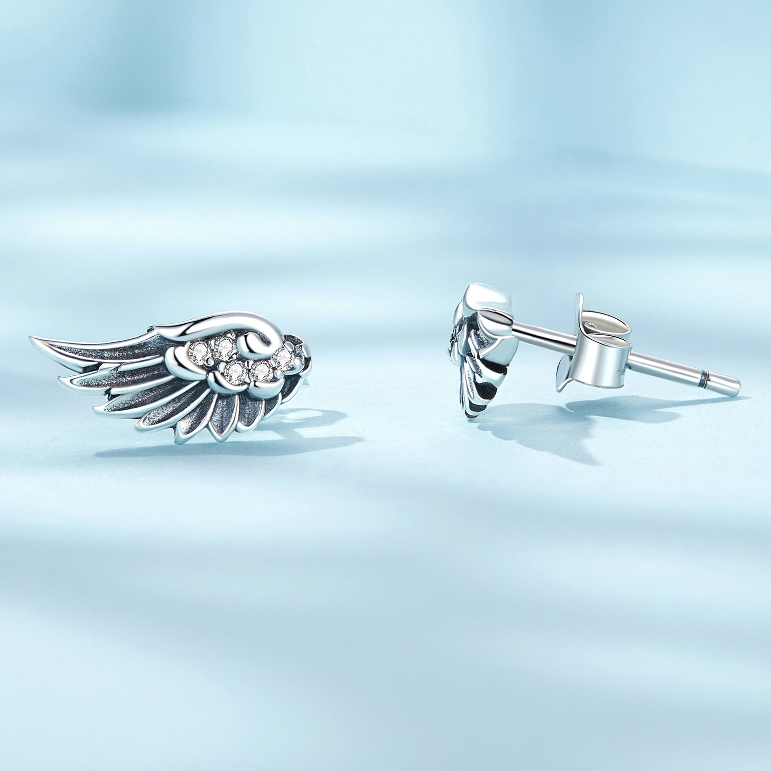 925 Sterling Silver Oxidized Pavé CZ Earrings