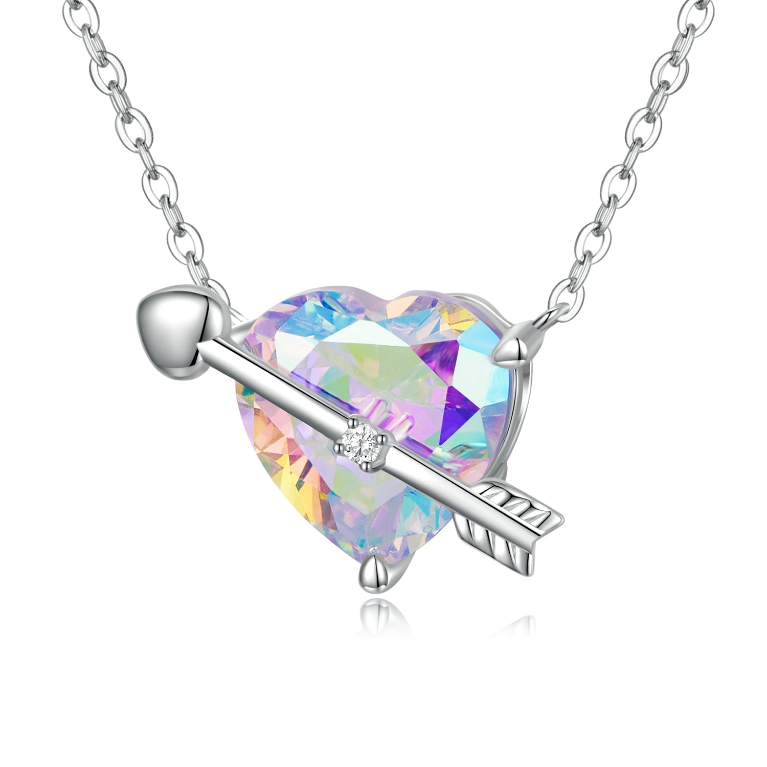 S925 Sterling Silver Adjustable Necklace with CZ Pendant for Women