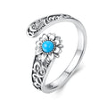 925 Sterling Silver Oxidized Synthetic Turquoise Ring 0.23-0.8cm Women