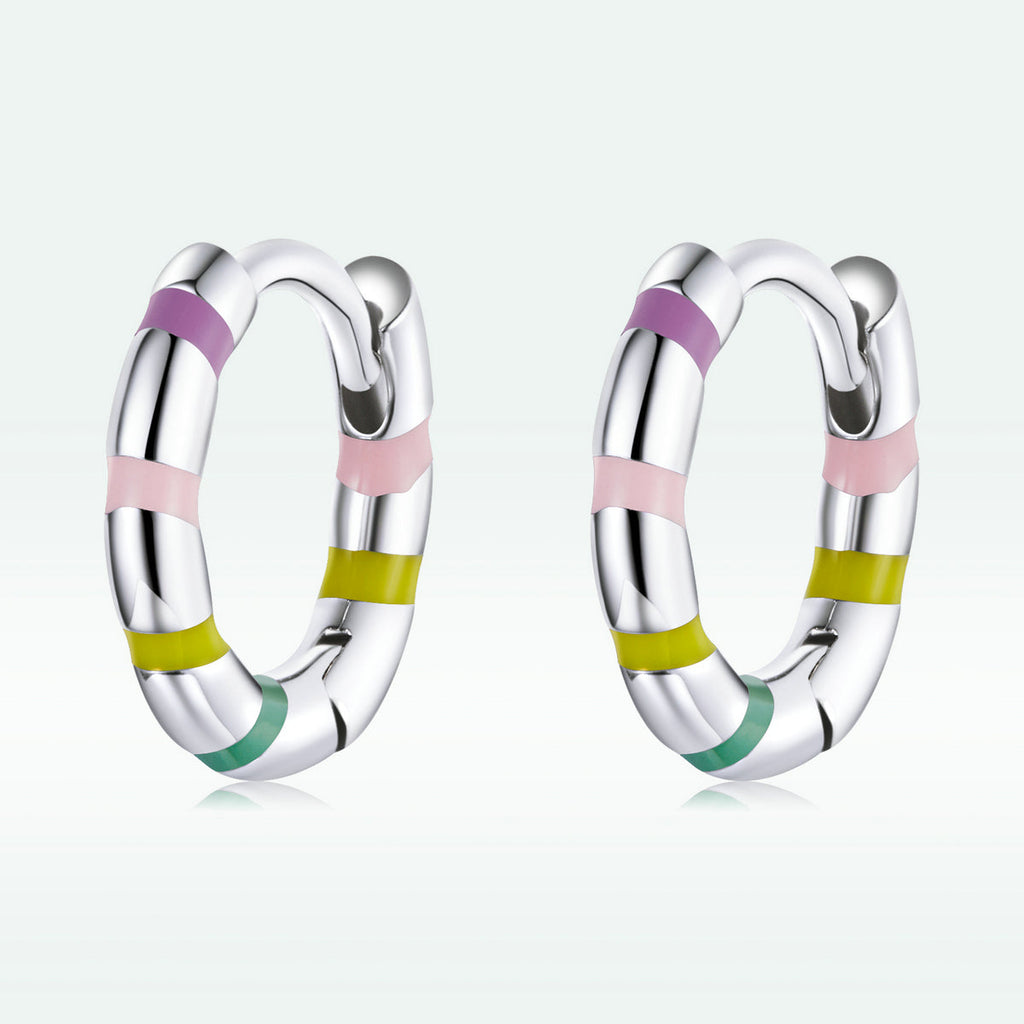 S925 Sterling Silver Enamel Platinum Plated Earrings for Women