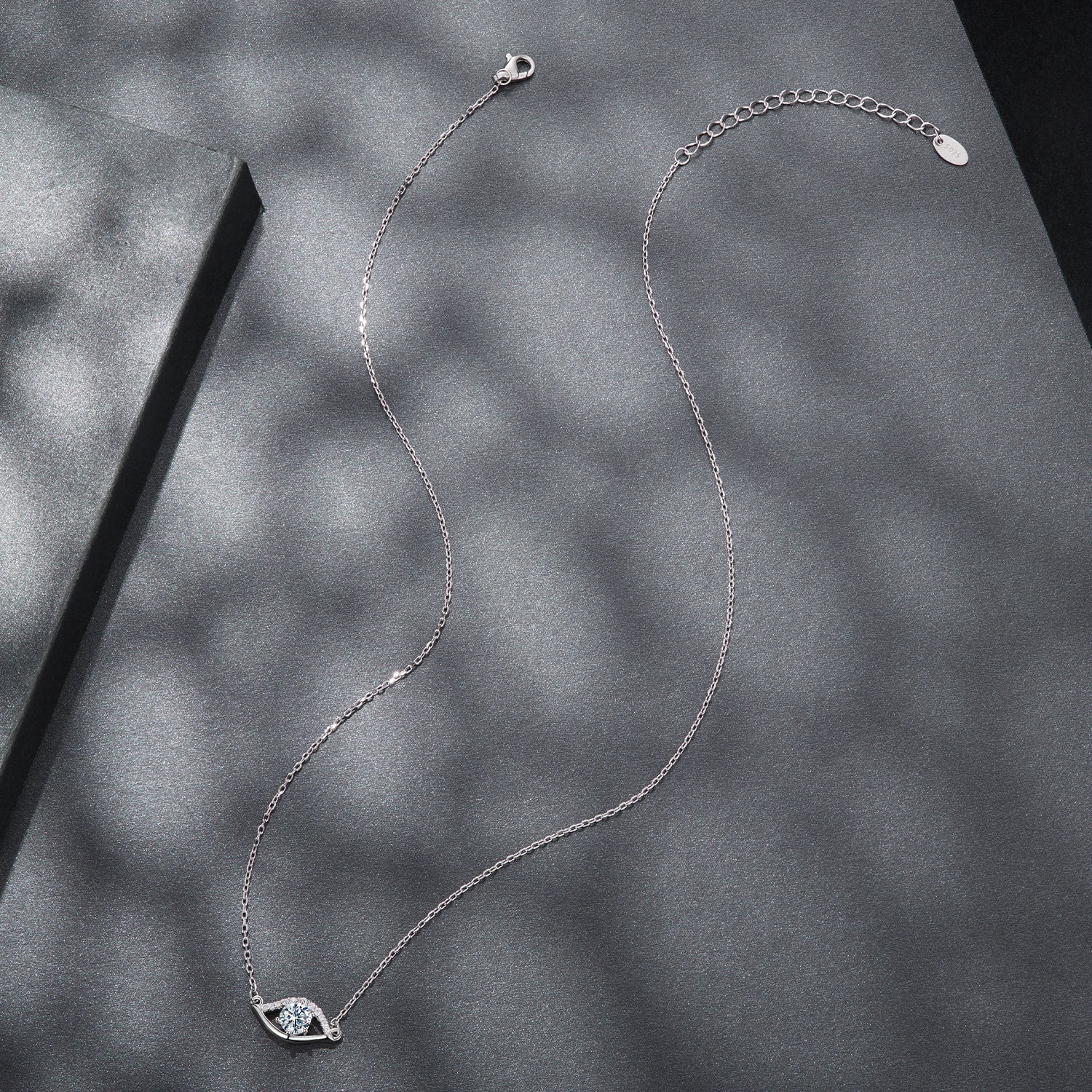 925 Sterling Silver Moissanite Necklace 40+5cm in Length for Women