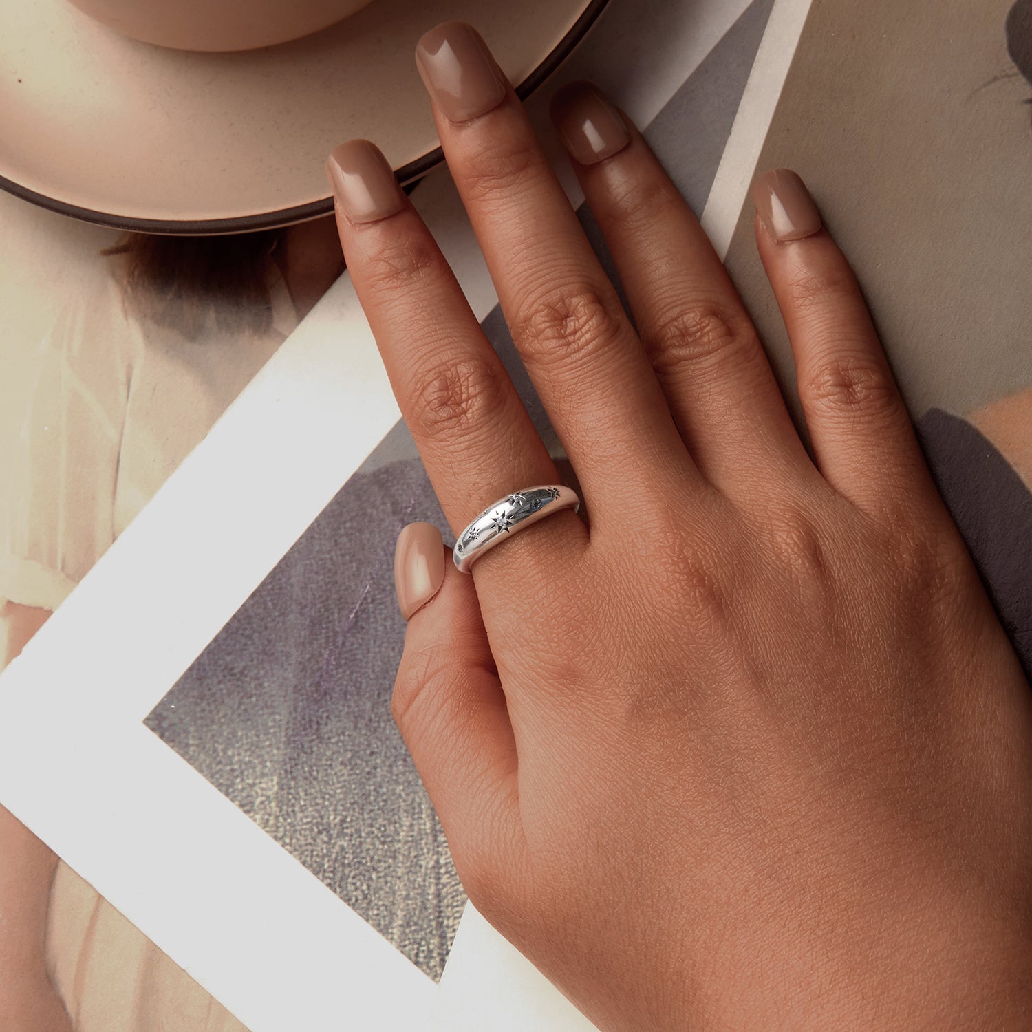 925 Sterling Silver Ring with Pavé Setting CZ, Width 2.2-5.8mm, Oxidized Silver, Women's Ring