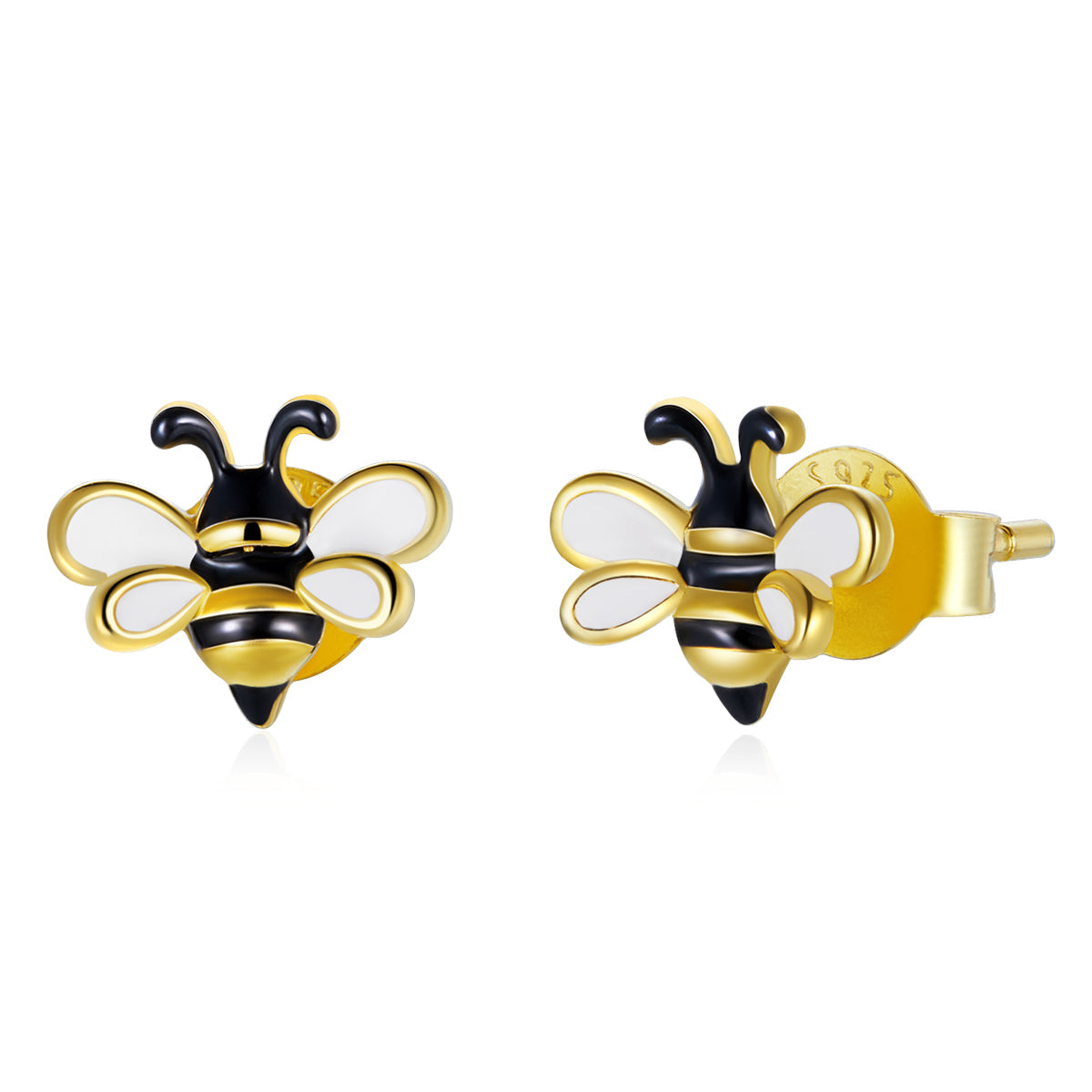 925 Sterling Silver Enamel Plated Gold Earrings