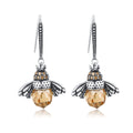 925 Sterling Silver Earrings with Oxidized Finish and Pavé Setting CZ