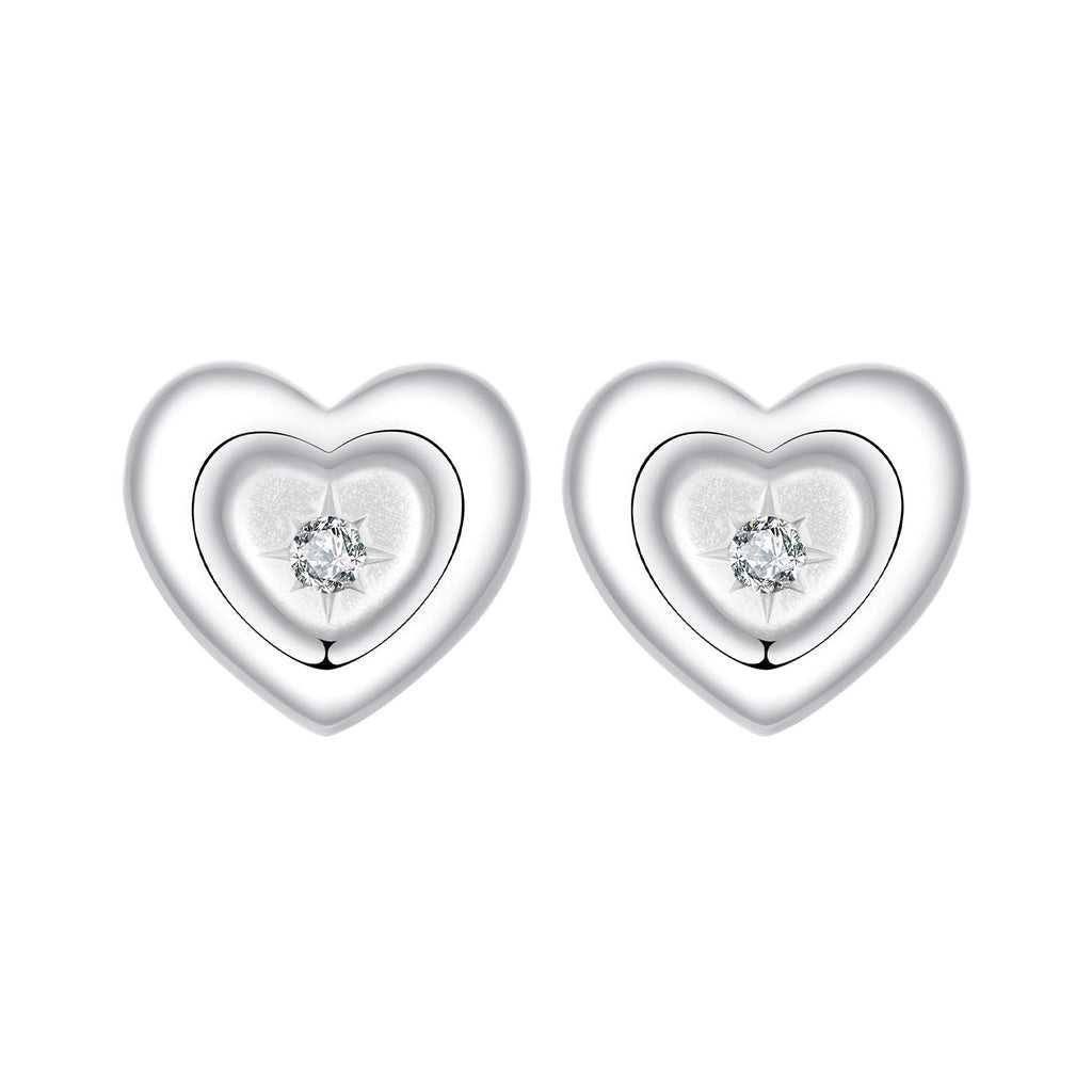 925 Sterling Silver White Gold Plated CZ Earrings