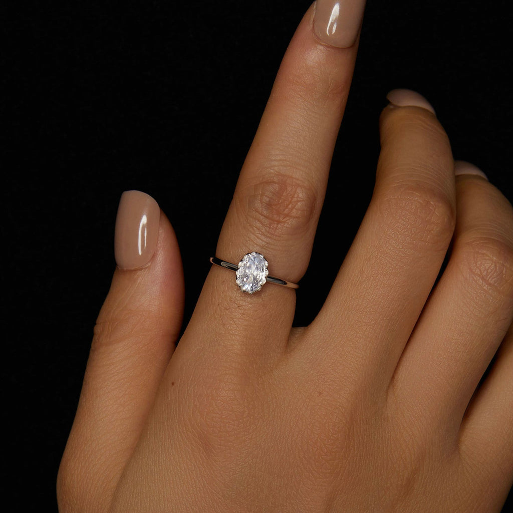 925 Sterling Silver 1.6mm Moissanite 1ct Ring in Size 6 for Women