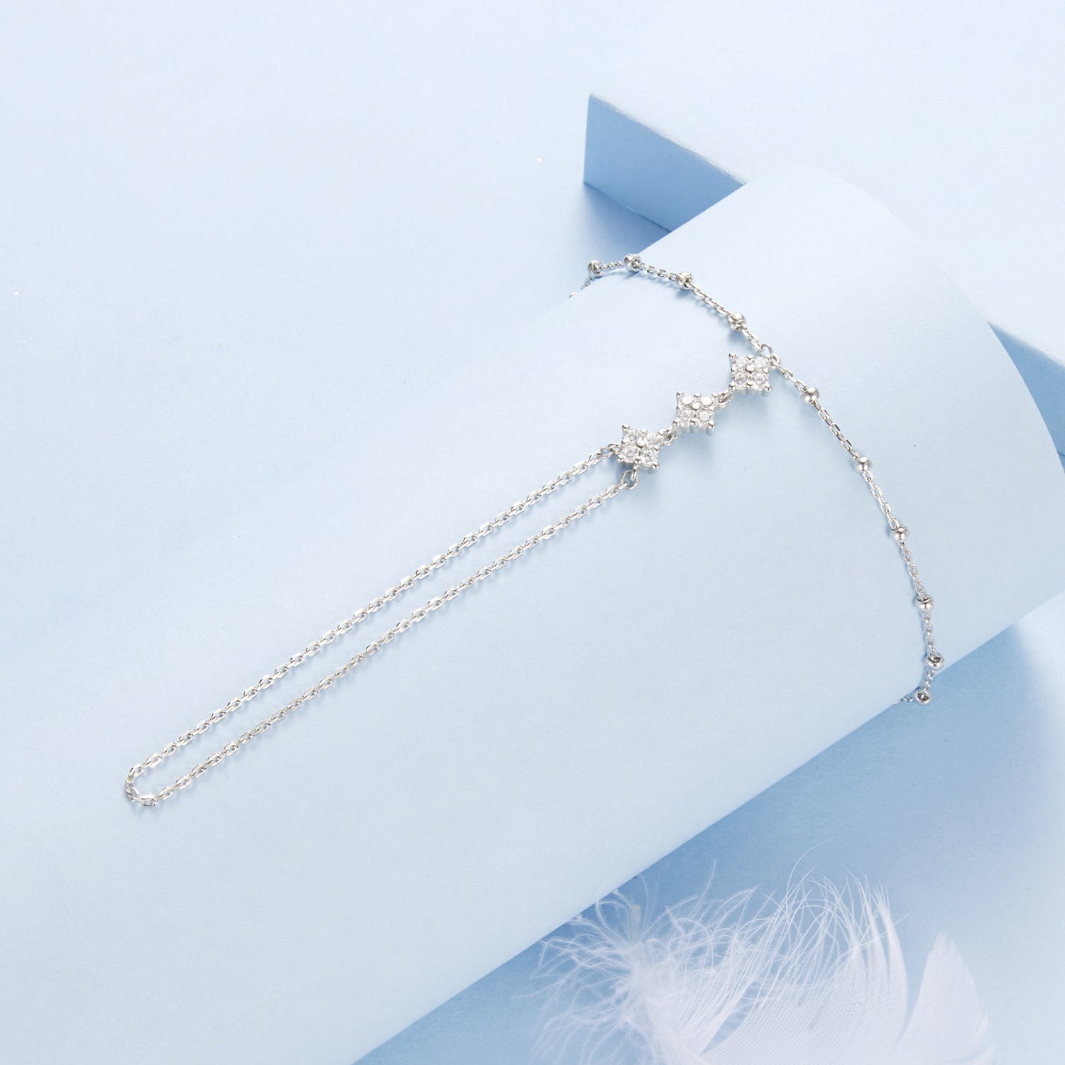 925 Sterling Silver 15+6cm White Gold Plated Pavé Setting CZ Bracelets