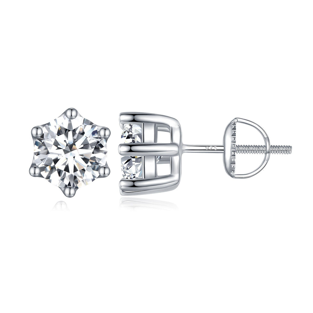 925 Sterling Silver Pavé Set CZ Earrings for Women - 0.5x0.5 cm