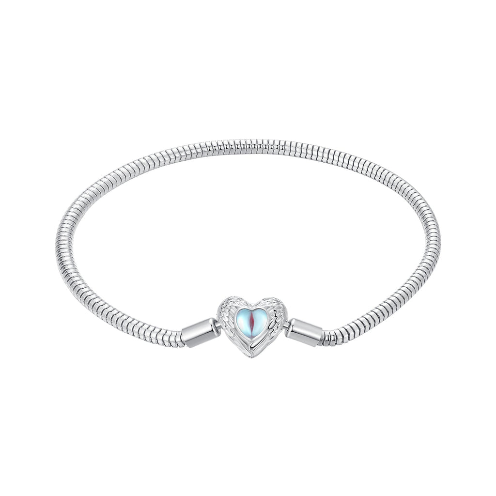 925 Sterling Silver Moonstone Bracelet 17.0 cm with White Gold Plating for Women
