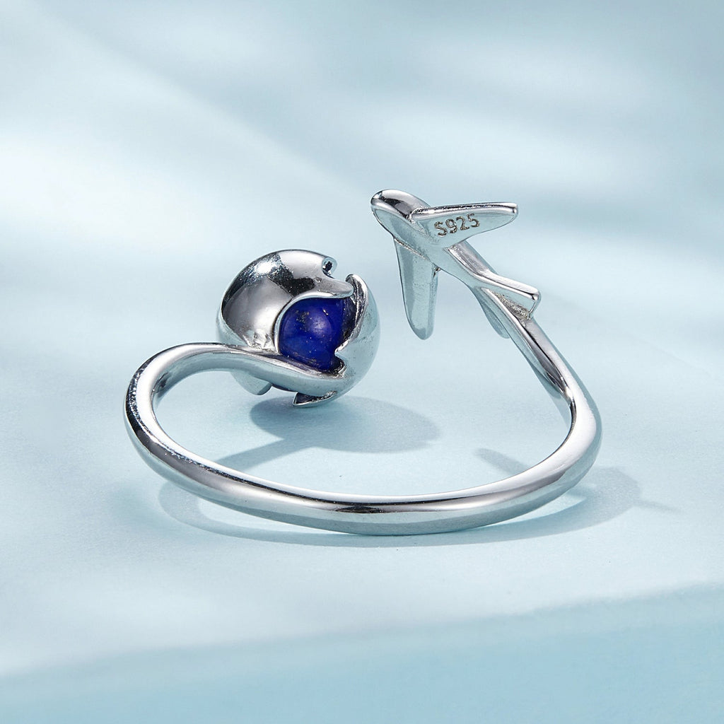 925 Silver 1.8mm Lapis Lazuli Ring