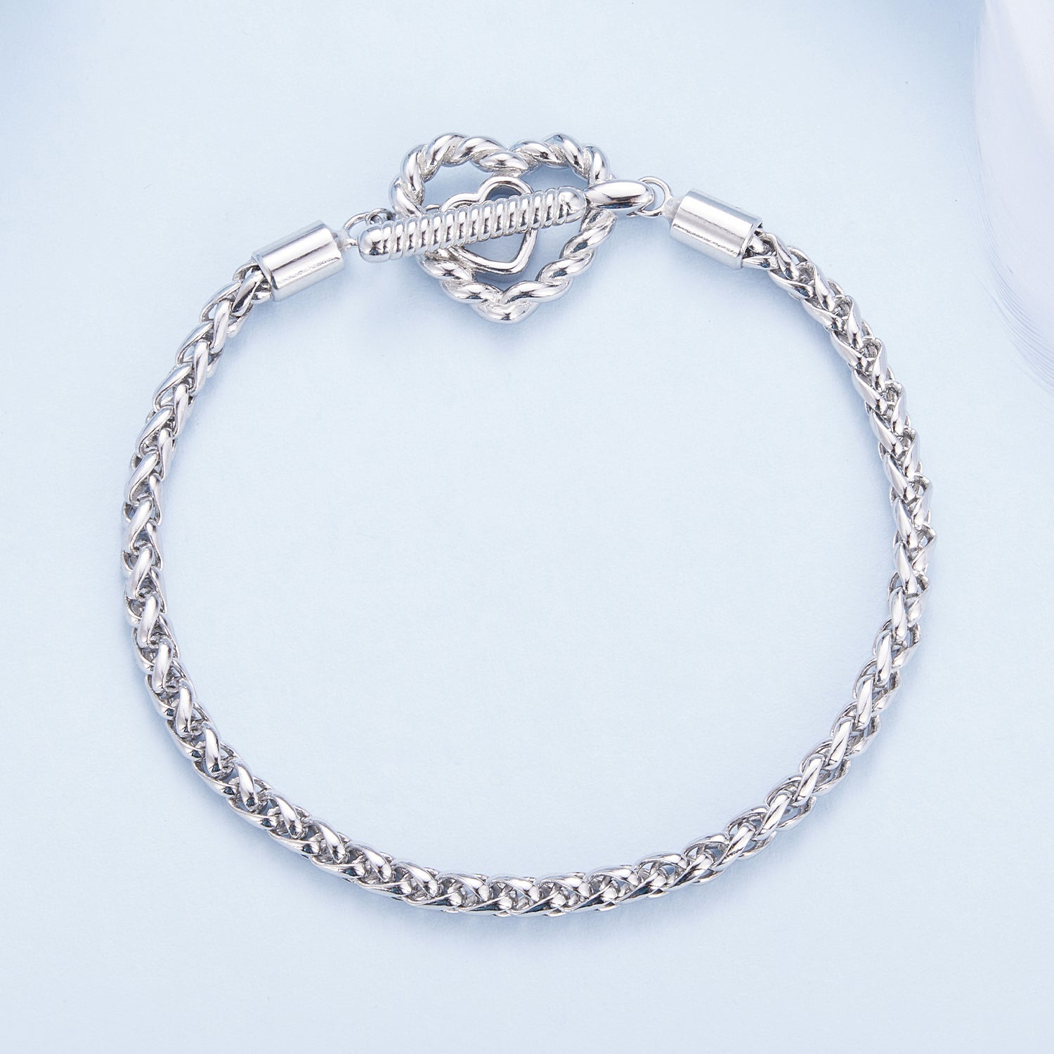 925 Sterling Silver 3.0mm Plated Platinum Bracelet Size 17.0 for Women
