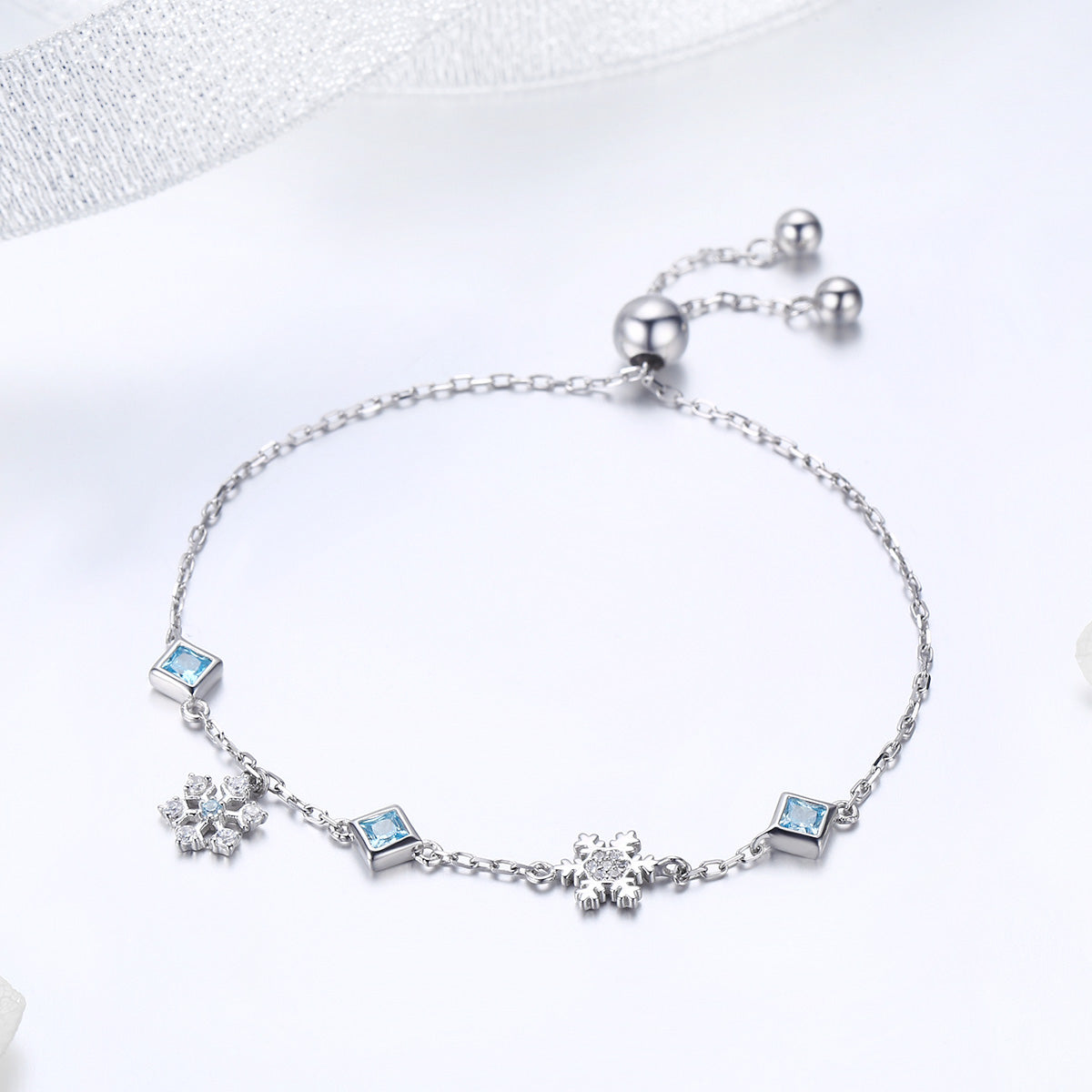 925 Sterling Silver Adjustable Bracelet for Women - 22cm