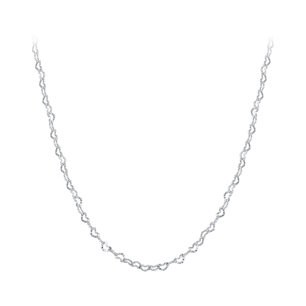 925 Sterling Silver Necklace with Platinum Plating, 395+55mm Length, 3.0mm Width for Women