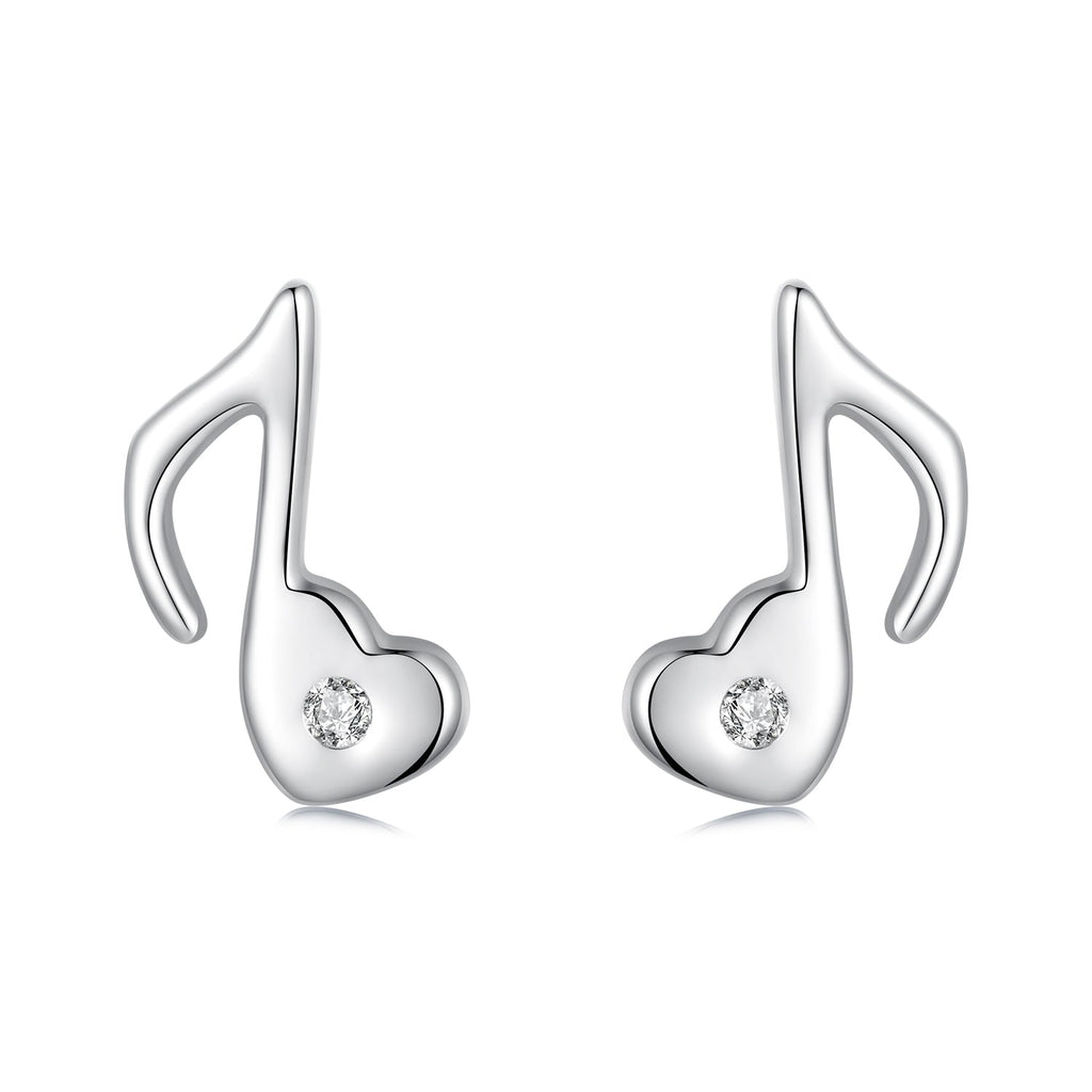 925 Sterling Silver Earrings with Pavé Setting CZ in White Gold Finish, 1x0.7cm for Women