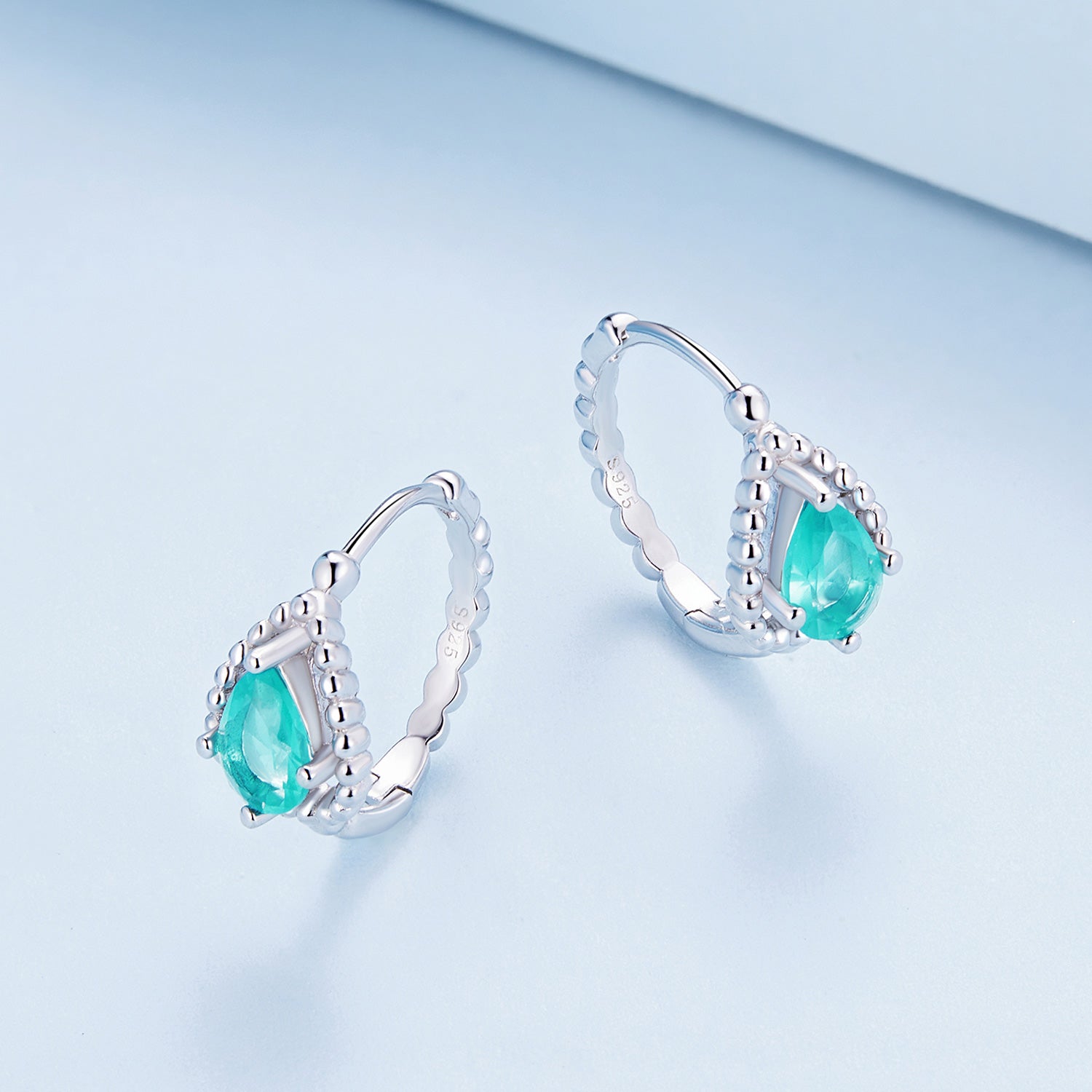 925 Sterling Silver Earrings with Pavé Setting and Transparent Glass