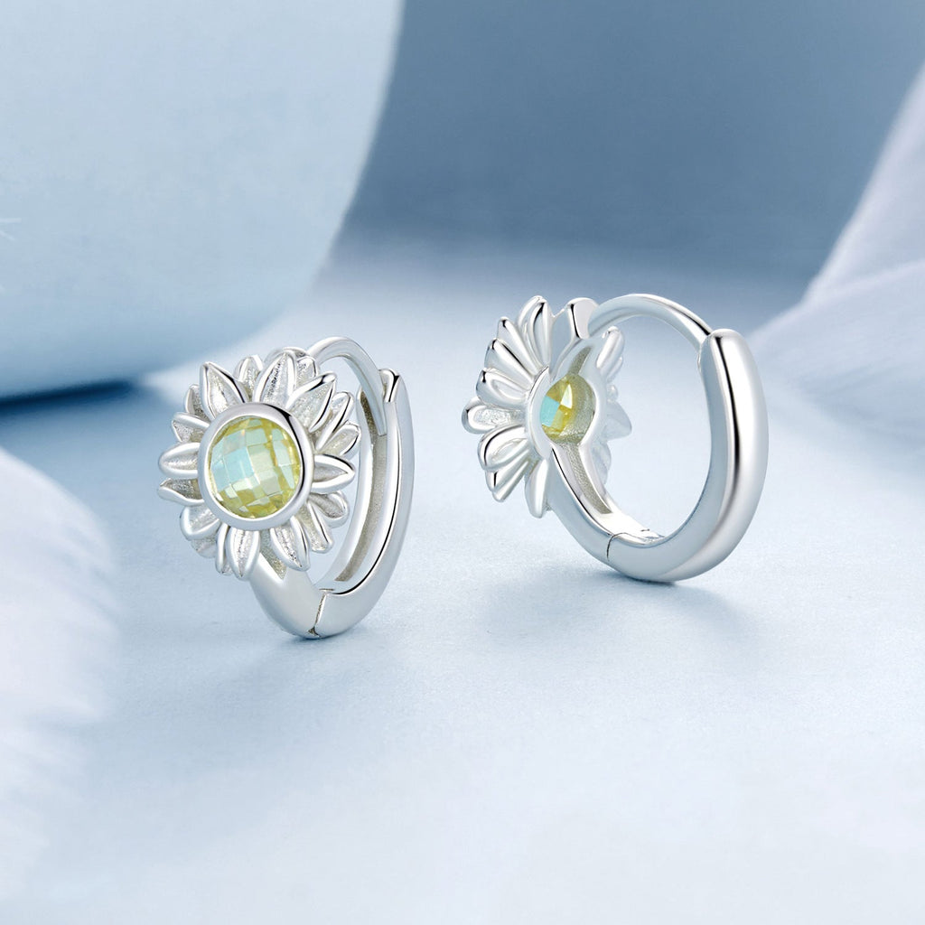 925 Sterling Silver Earrings with Transparent Glass, 12x9mm Size for Women