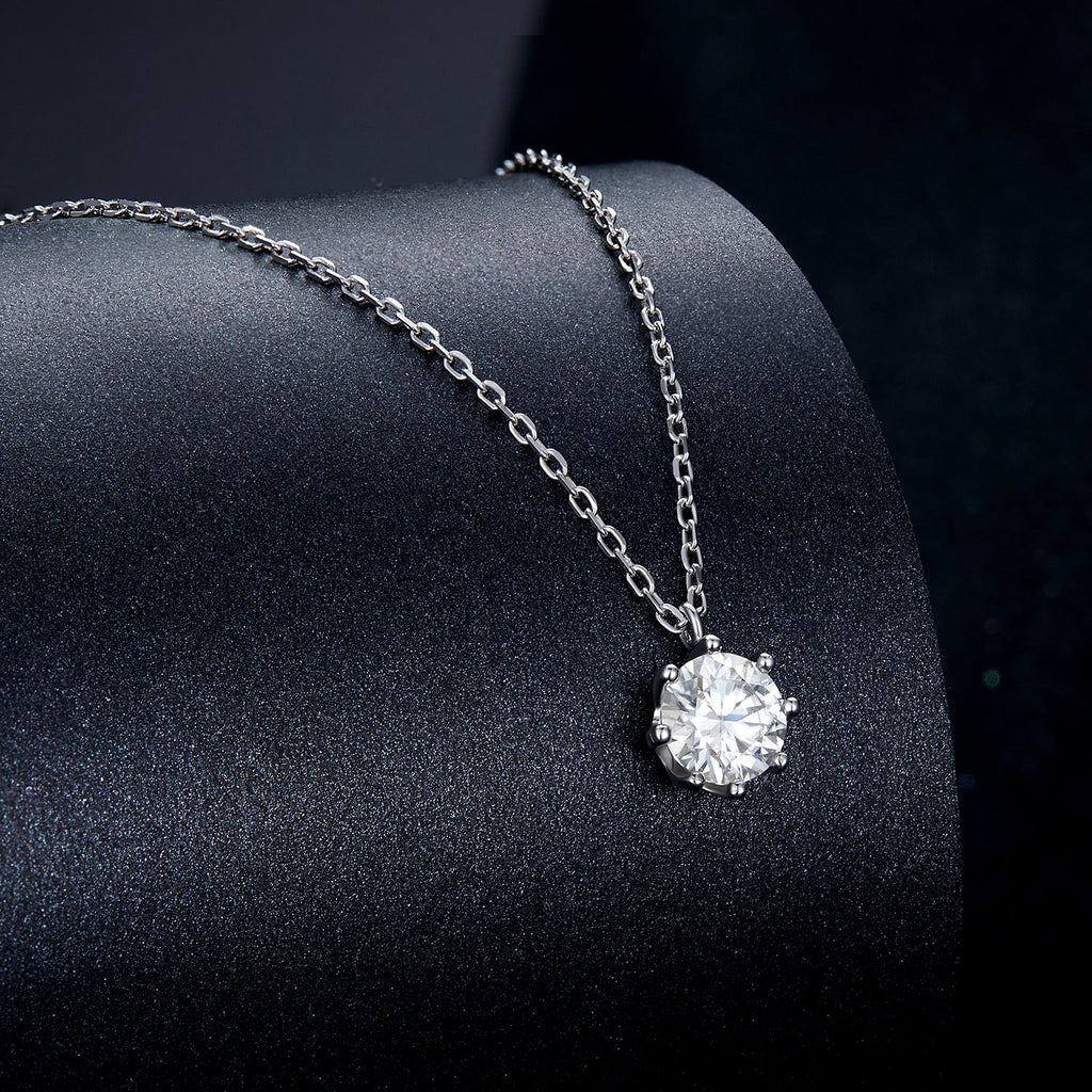 925 Sterling Silver Plated Platinum Moissanite Necklace 39+5cm for Women