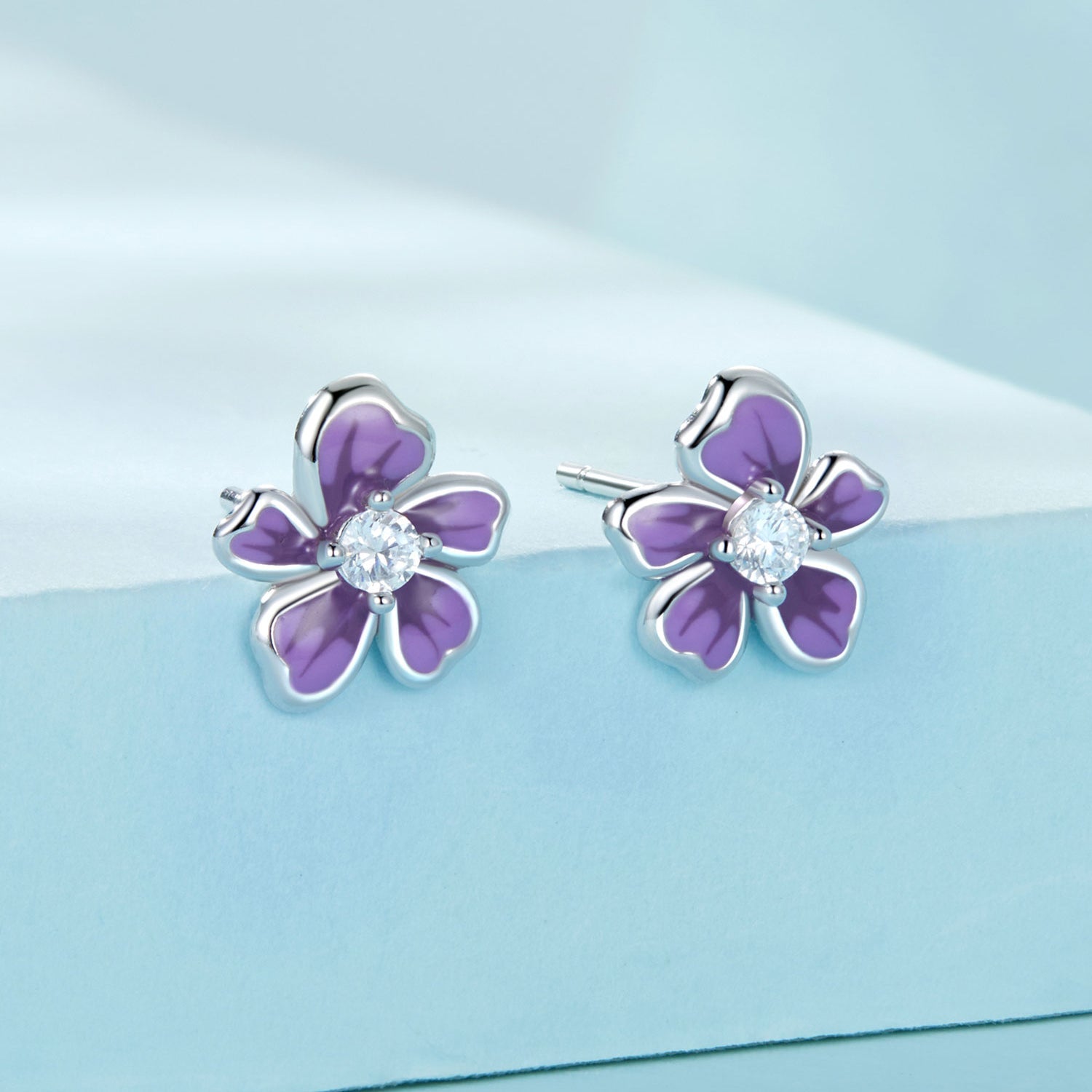 S925 Sterling Silver Plated Platinum Enamel Earrings for Women