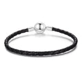 925 Sterling Silver Leather Rope Bracelet 17cm for Men