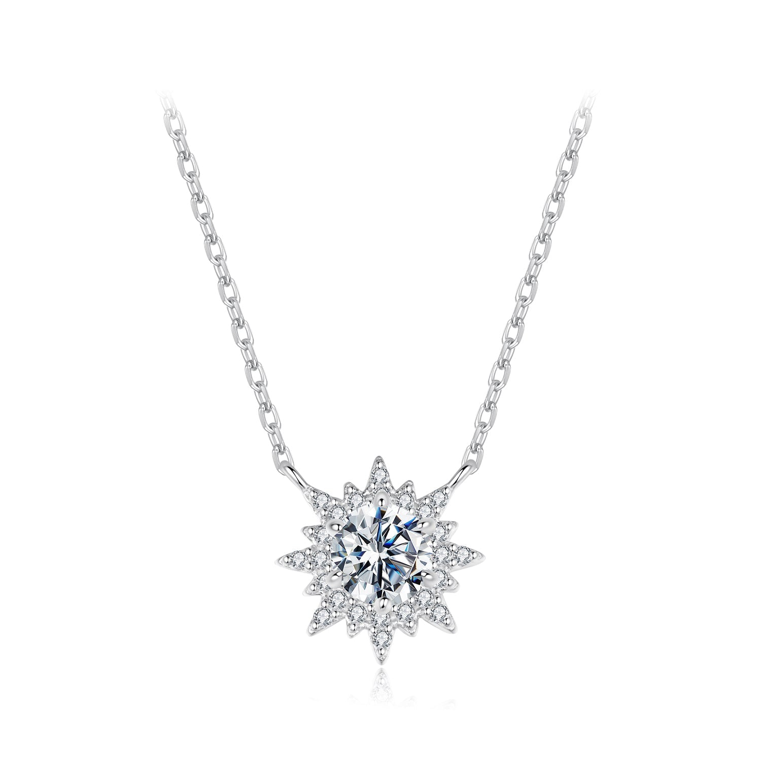 925 Sterling Silver 0.5 Carat Moissanite Necklace in White Gold Plating for Women