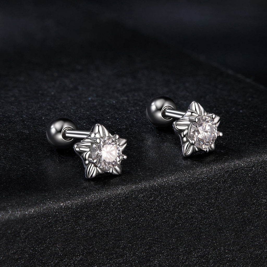 925 Sterling Silver Moissanite Stud Earrings 5mm for Women