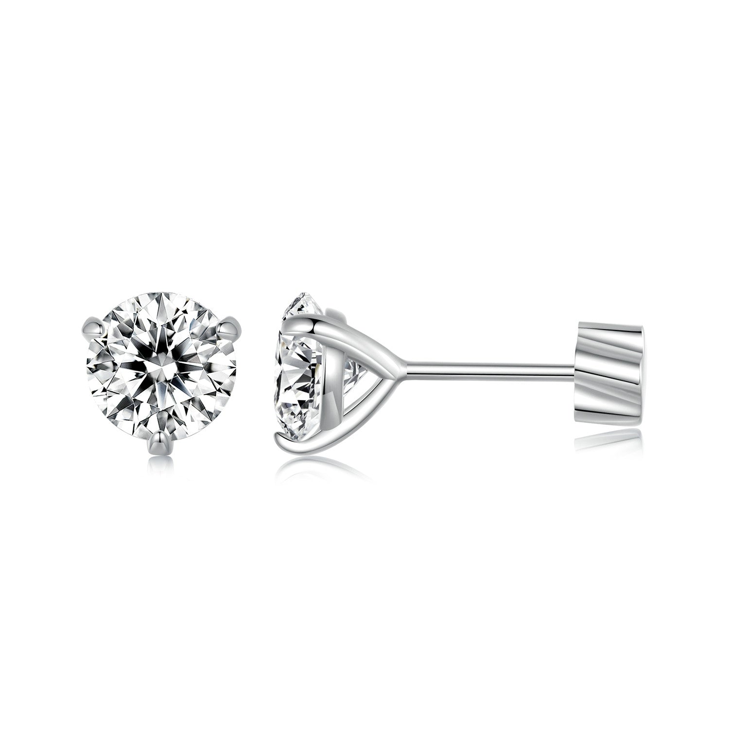 925 Sterling Silver Moissanite Earring 0.7cm White Gold Plated for Women