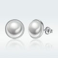 925 Sterling Silver Earrings with Pavé Setting, Quality Shell Pearl, 9mm for Women