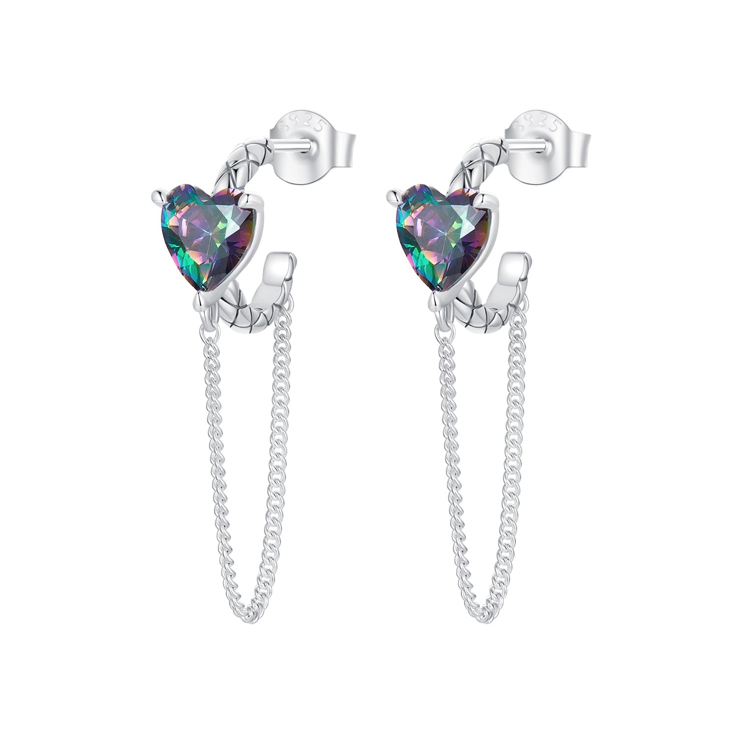 925 Sterling Silver Transparent Glass Earrings for Women