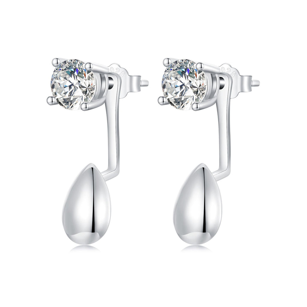 925 Sterling Silver Plated White Gold Earrings with Pavé Setting CZ