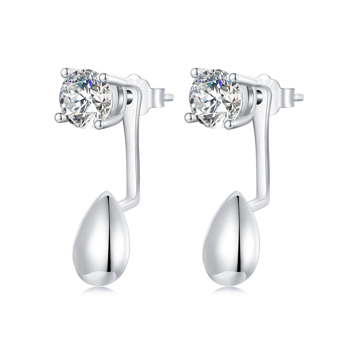 925 Sterling Silver Plated White Gold Earrings with Pavé Setting CZ