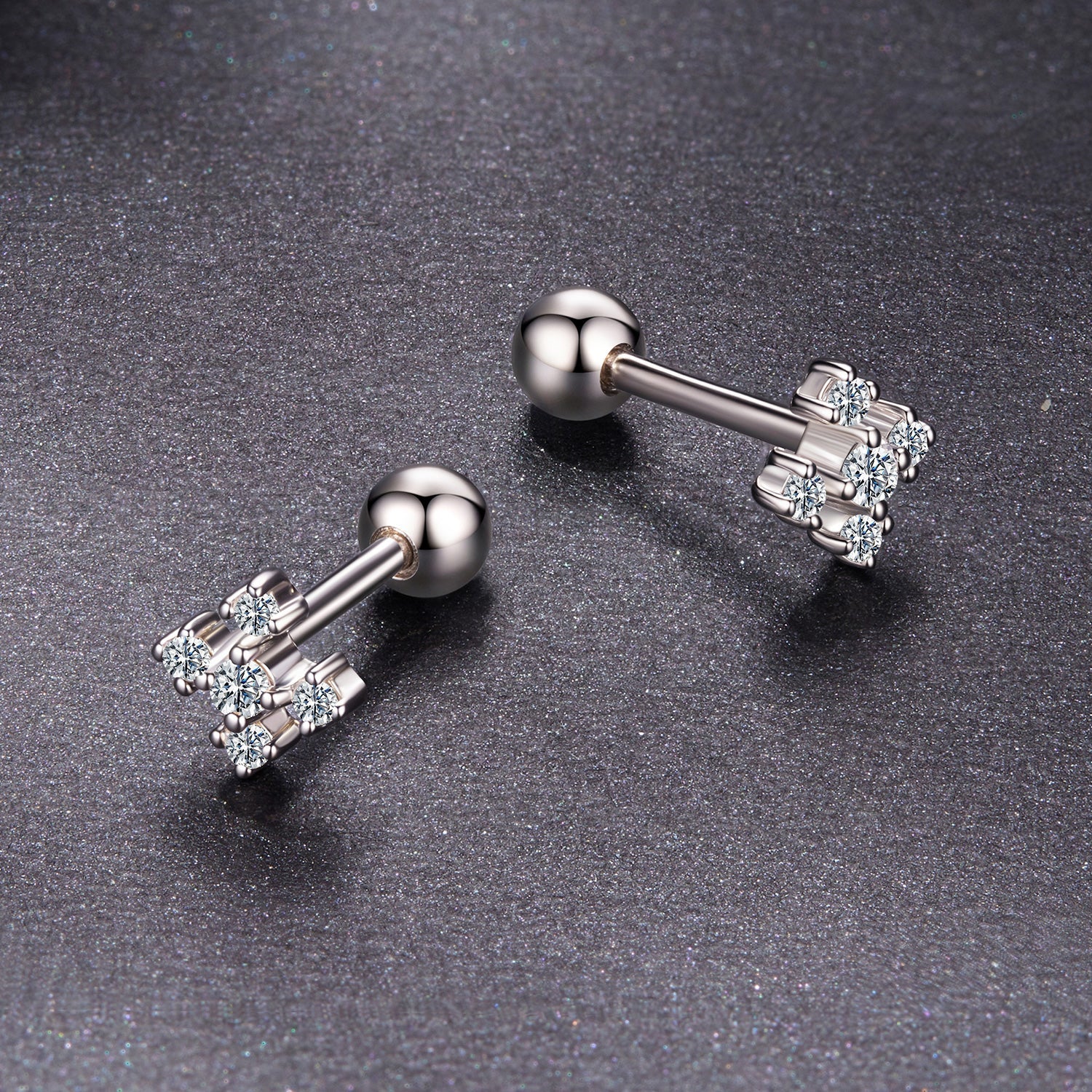 925 Sterling Silver Moissanite Earrings White Gold Plated 0.5cm for Women